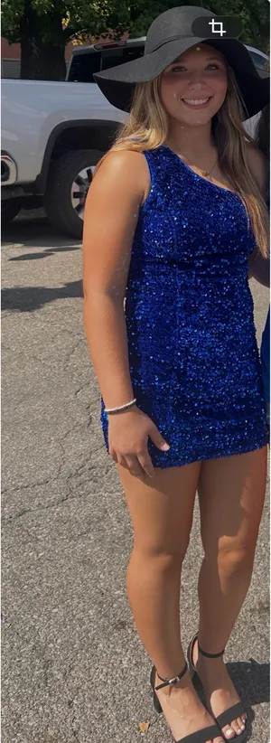 Sparkly Blue Homecoming Dress thumbnail 1