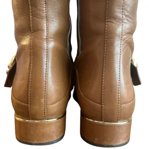 Tory Burch Sofia 40343 Cognac Leather Riding Boots Gold Buckle 8.5 thumbnail 8