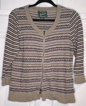 VTG - Woolrich women’s full zip colorful print sweater - Size Medium thumbnail 1