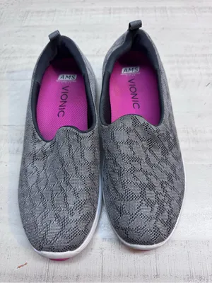 Vionic Women’s Gray Knit Slip-On Sneakers with Pink Insole thumbnail 1