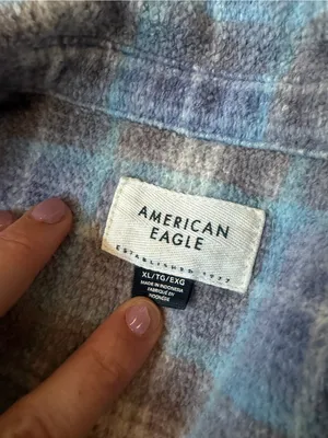 American Eagle XL Oversized Blue Plaid Shacket 28” Long thumbnail 5