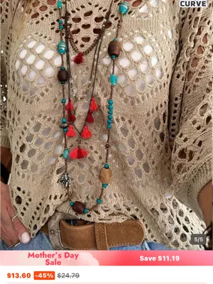 Khaki Open knit Diamond Top Tan Size 2X thumbnail 4