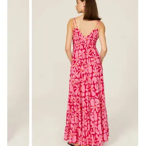 Hutch Pink Floral Tiered Ruffle Maxi Dress MEDIUM Sundress Cottage Vacation $270 thumbnail 2