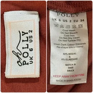 OH POLLY AMRYN Long Sleeve A-Line Mini Dress in Brick Sexy Inner Bodysuit Sz 2 thumbnail 11