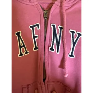 Abercrombie‎ Fitch AFNY Pink Zip Up Hoodie Sweatshirt Women's XS Y2K thumbnail 3