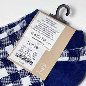 J.Crew Women's Ankle Gingham Blue and White Plaid Print Socks OS thumbnail 3