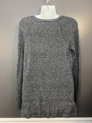 GAP Sweater Womens Medium Black Space Dye Bella V Pullover Knit Cotton Blend thumbnail 4