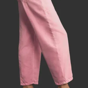 NWOT Pink High Rise Barrel Jeans Wide Leg Tapered Boyfriend Pants - Small thumbnail 3