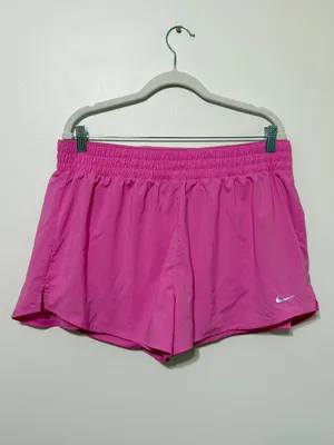 Nike Women's One Dri-FIT Pink Mid-Rise Brief-Lined Shorts Size XL thumbnail 2