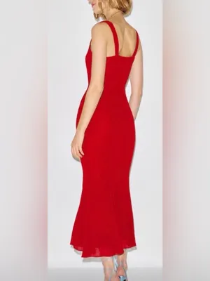 NEW REFORMATION Laine Red sleeveless midi dress sz 4 thumbnail 3