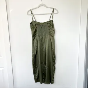 NWT Reformation Oaklie Silk Midi Dress in Artichoke Green thumbnail 4