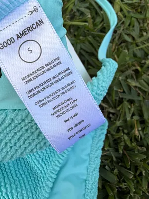 Good American Always Fits Crinkle Bikini Set Aqua Blue S NWT $120 thumbnail 6