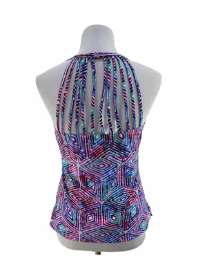 Leilani Geometric Colorful Print Strappy Tankini Top Size 12 thumbnail 2