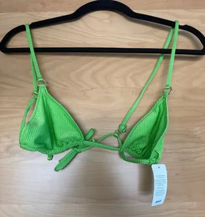 Women's Aerie Lime Green Triangle bikini top thumbnail 1