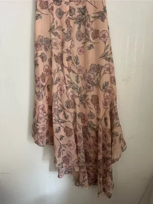 Floral High-Low Chiffon Dress in Blush thumbnail 12