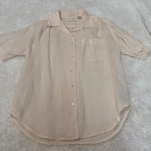 VGT Banana Republic Womens Pink Irish Linen Button Up Cottage Pheasant Fairy S thumbnail 2