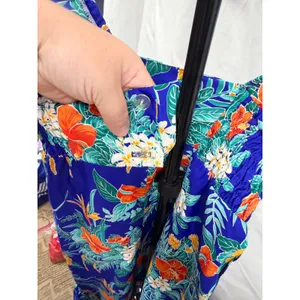 Vintage Liberty House of Hawaii Blue Floral Tropical Ruffle Satin Midi Sundress thumbnail 5