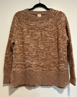 NWOT A New Day Sz: M Burnt Orange Speckle Crew Neck Boxy Wide Hem soft Sweater thumbnail 1