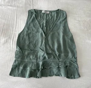 Sage Green Ruffle Detail Cropped Tank thumbnail 1