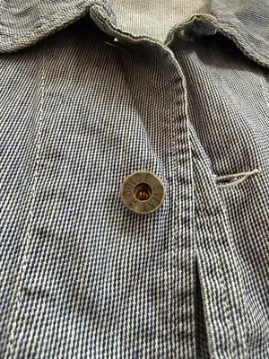 Agolde vintage-style blue hickory stripe jacket size S - stain on sleeve in pic thumbnail 4