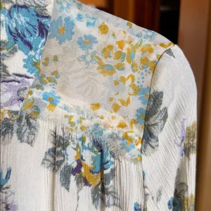 Free People Hold On To Me Floral Long Sleeve Blouse Ivory Combo Size Small thumbnail 13