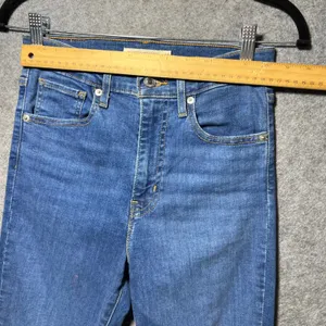Levis Mile High Super Skinny Jeans 27 Medium Wash Distressed‎ Ripped Raw Hem thumbnail 2