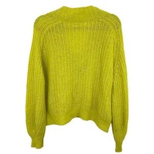 by Anthropologie Sweater Vibrant Neon Yellow Knit V-Neck Long Sleeve‎ Pullover thumbnail 2