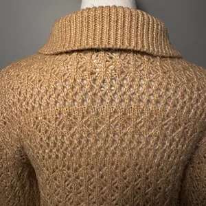 Joie Brown‎ tan Crochet Collar Button Front Cardigan Sweater Top Size S thumbnail 6