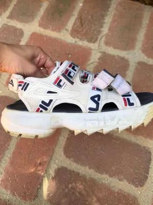 Fila red white blue distributor chunky sandals logo stripes sz 8 women’s #patriotic #utility #streetwear thumbnail 5