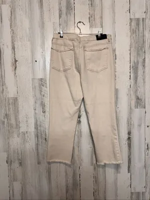 !iT Jeans Jackie High Rise Straight Leg Ankle Jeans Womens 14 Cream Raw Hem thumbnail 4
