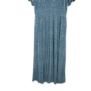 Baltic Born Size 2X Esmeralda Slate Blue Burnout Velvet Maxi Dress V-Neck Floral thumbnail 11
