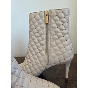 NEW Nanette Lepore Aubree Boots Quilted White Leather Gemstone Quiet Luxury 9 thumbnail 9