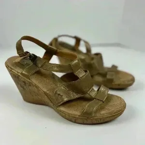 B.o.c Women's Bronze Leather Cork Wedge‎ Sandals Size 8 Strappy Casual thumbnail 10