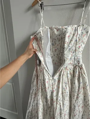 HOUSE OF CB Ysabella White Posy Print Cotton Maxi Sundress NEW Size XS thumbnail 9