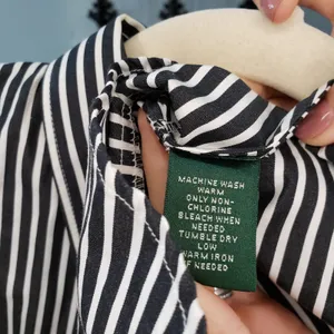 Lauren Ralph Lauren Shirt Womens 10 Black White Stripe Peplum Button Down Top thumbnail 4