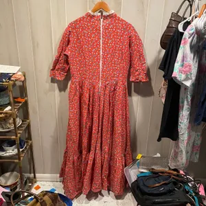 Cute strawberry shortcake prairie milkmaid handmade lace collar maxi dress thumbnail 4
