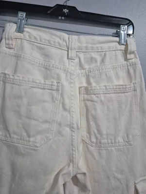 PacSun y2k summer beige Womens Highrise Carpenter cargo white utility Pants 25 thumbnail 7