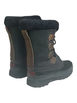 Vintage: Sorel ™ ✪ Alpine Felt Lined Wool Trim Leather Lug Sole Boots ✪ Black 7M thumbnail 3