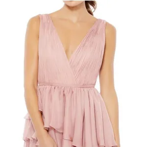 MAC DUGGAL 55320 DRESS Size 4 Rose Pink Ruffle‎ Pleated Train thumbnail 3