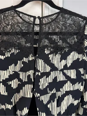 REISS Miya Ruched Long Sleeve Printed Mini Dress Size 6 black and white classy‎ thumbnail 10