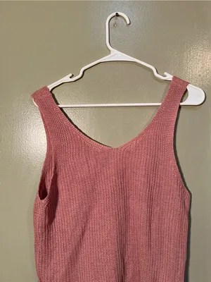 Women’s Size Large Sleeveless Sweater Reversible Scoop Neck V-Neck Knit Pink thumbnail 5