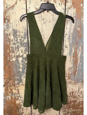 Frille Rose dark Green corduroy Mini dress, size Medium thumbnail 3