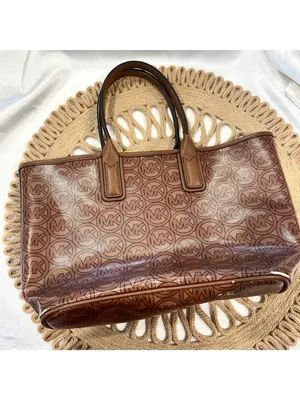 Michael Kors Jodie Small Logo Jacquard Tote Bag in Luggage Tan thumbnail 7