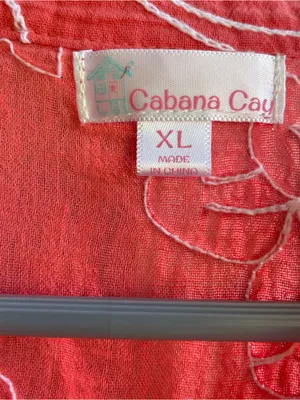 Cabana Cay Swim Cover Up Blouse Women’s XL Floral Embroidery 3/4 Sleeves Cotton thumbnail 10