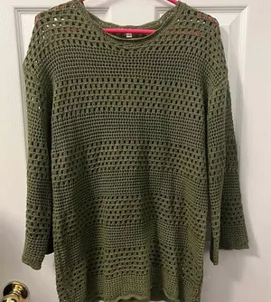 Green Open Knit Crochet Swim Cover Up Size Small thumbnail 1