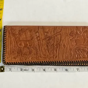 Vintage Hand Tooled Leather‎ Bill Holder Engraved Hazel Bishop thumbnail 4