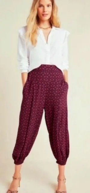 Anthropologie Harem Pants Red‎ and Navy Blue Women's Sz small thumbnail 1