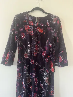 Anthropologie Maeve Floral Boho Jumpsuit 4 Purple Red Artsy Romantic Going Out thumbnail 8