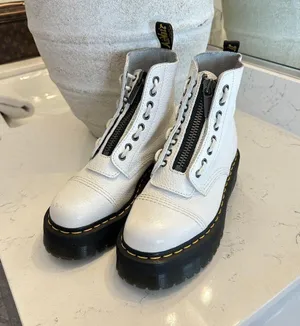 DR. MARTENS Sinclair Platform Bootie (Women) in White Milled Nappa Leather US 8 thumbnail 1