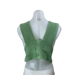 Simonett Nanu Women's Green Multiway Sleeveless Knit Wool Tank Crop Top Size M/L thumbnail 3